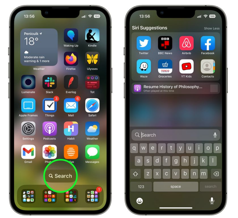 南郊苹果手机维修分享升级到 iOS 16 后，如何删除主屏幕上的搜索按钮 